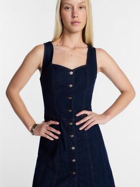 Lee Denim Mini Dress Cowgirl Festival Button Front  NWT Western Stretch